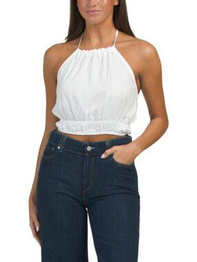 BELLA DAHL Made In Usa Cinched Waist Halter Top